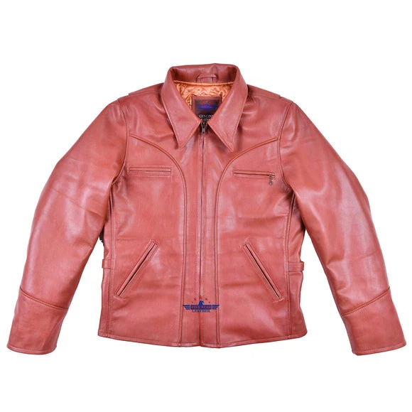 FiveStar Leather Men Half Belt Californian Goatskin Vintage Style Fashion Jacket