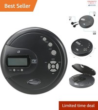 Lightweight Black Portable CD Player with FM Radio  Stereo Earbuds Included