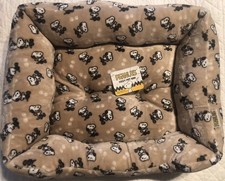 Peanuts Sitting Snoopy Soft  velvety Dark Tan Pet Bed 20  X16  X 6  NEW FAST SH.