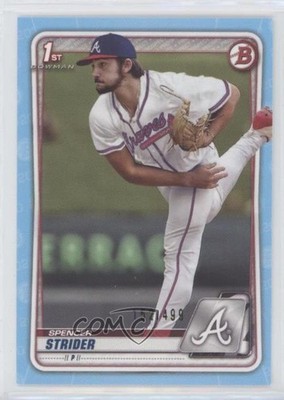 2020 Bowman Draft Sky Blue Border 152/499 Spencer Strider #BD-20 02d2