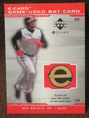 13655 2001 UPPER DECK E-CARD GAME USED BAT KEN GRIFFEY JR #BKG