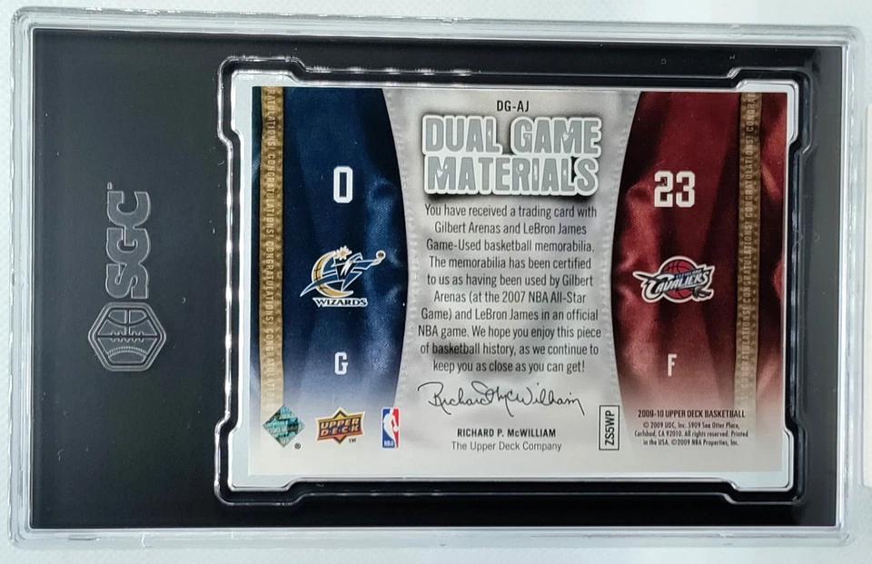 LeBron James ARENAS Patch SGC 8 Dual Game Used 2009-10 UD Materials Jersey Cavs - Image 2 of 2