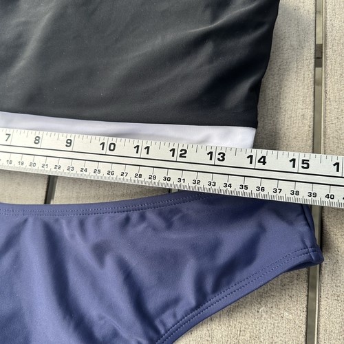 Swimsuit One Shoulder Bikini Top Black White Bikini Bottom Blue Sz Large Shekini - Picture 4 of 9