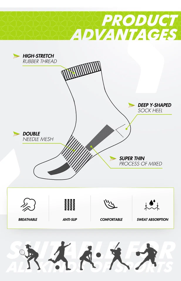 Men's Anti Slip Football Socks Athletic Long Socks Absorbent Sports Grip US Sell - Image 2 of 4