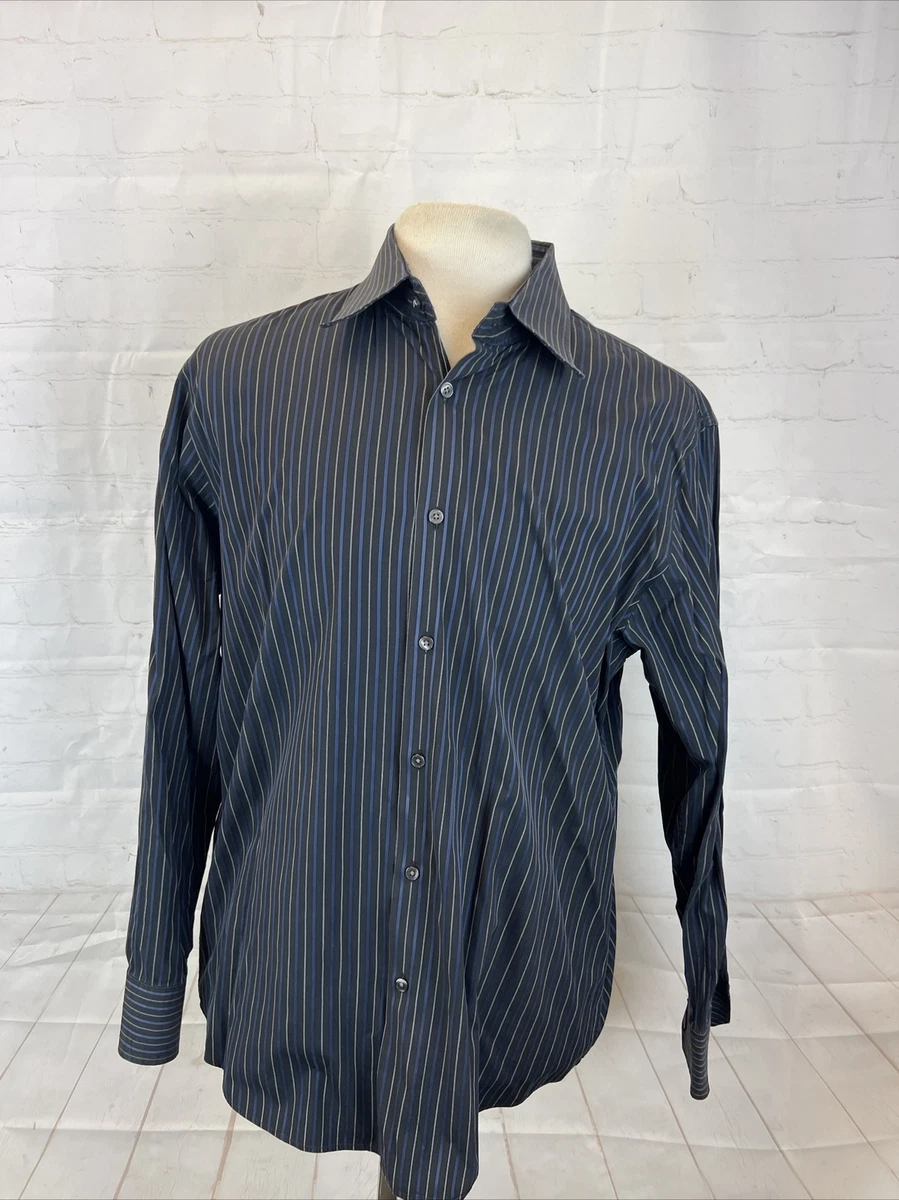 Chemise à Rayures Manches Longues Geoffrey Beene - Noir - Taille 18 34/35 - Très Bon état