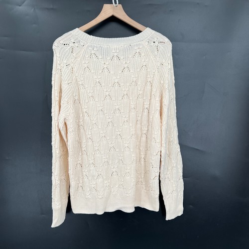 NUOVO maglione girocollo maglia Elodie pointelle classico pullover neutro panna XL - Foto 9 di 9