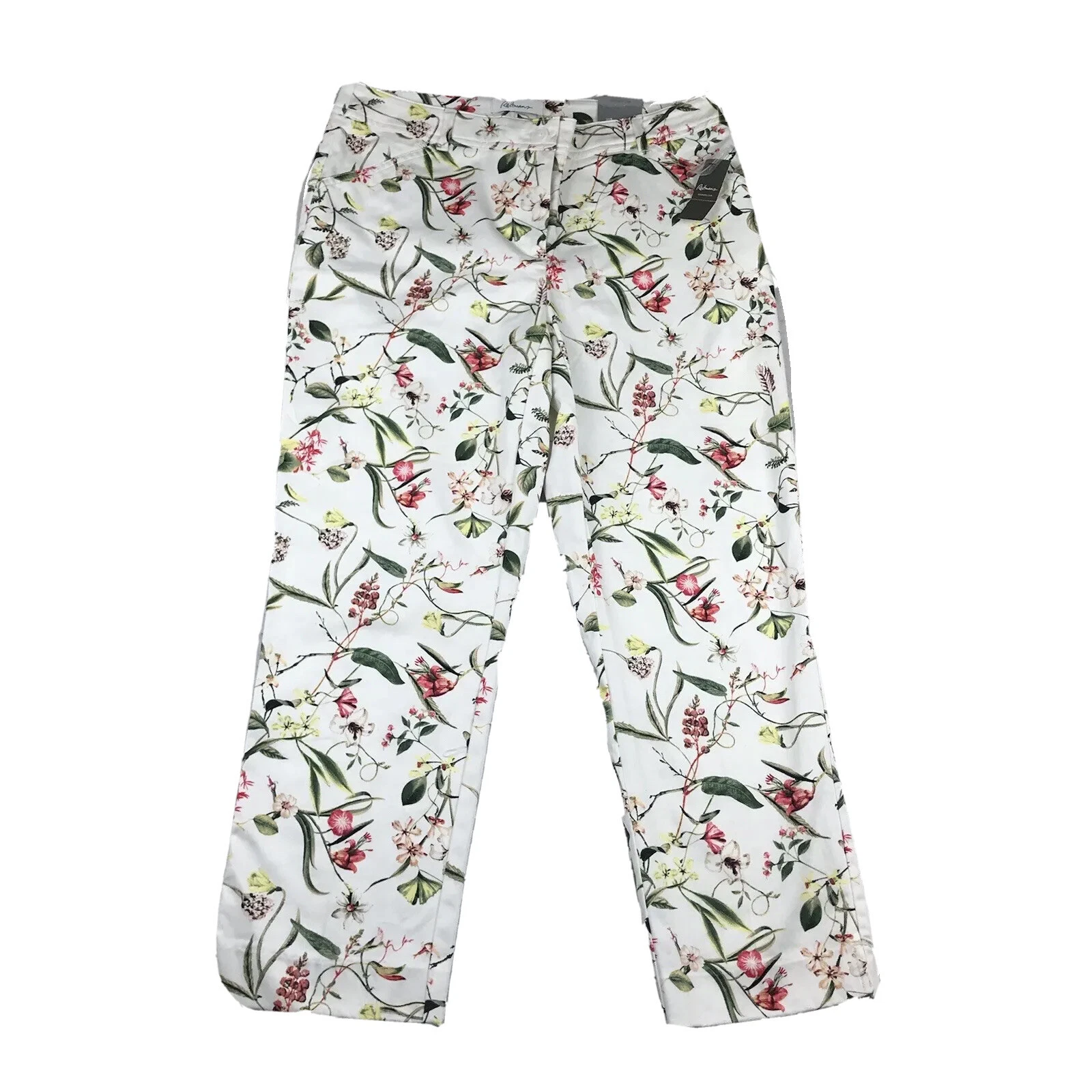 Reitmans Pants Womens 3 White Floral Cropped Classic Fit Lightweight NWT