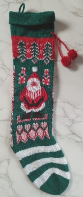 Vintage Stocking Stocking Santa Presents Hearts Two Pom Poms Stocking A19