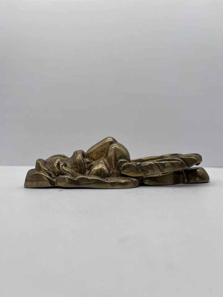 Brass Door Knocker Vintage Lions Head Green Petina - image 3 of 4