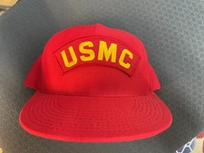 Vintage USMC US Marine Corps Veteran Patch Snapback Hat Eagle Crest Made in USA