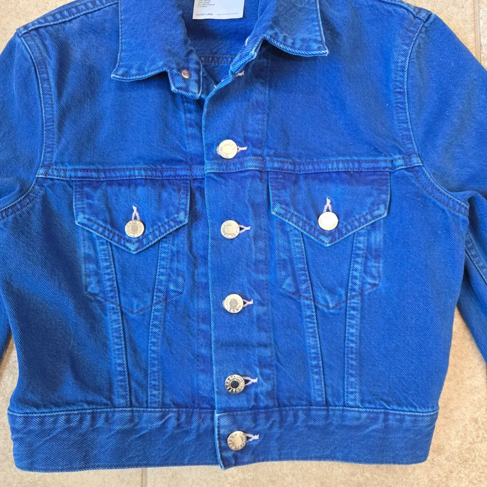 Chaqueta vaquera Helmut Lang eléctrica azul recortada festival camionero XS para mujer  Foto 3 de 4