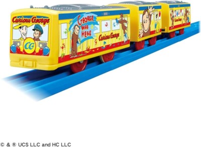New Takara Tomy Plarail Curious George Wrapping Train Toy