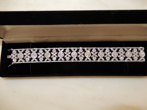 Snowflake Diamond Bracelet TCW 20 Carat F-G Color 18K Gold New GAI Certificate - Picture 5 of 11