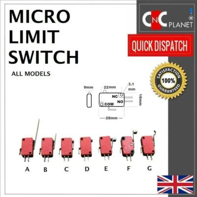Micro Limit Switch Hinge Roller Lever CNC Router Plasma 3D Printer NO NC UK FAST