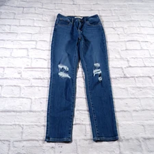 Levi's 721 High Rise Skinny Ankle Distressed Medium Wash Womens Blue Jeans 26