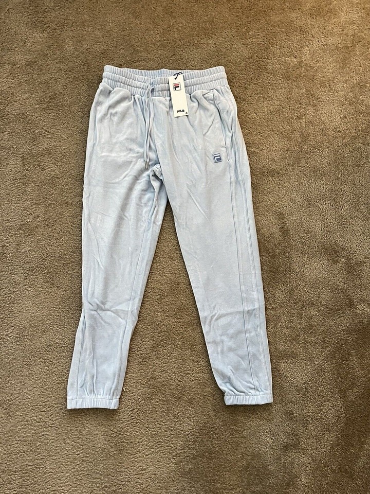 Fila Mens Velour Tracksuit Sweatsuit Solid Baby Blue Velvet Sz M L XL