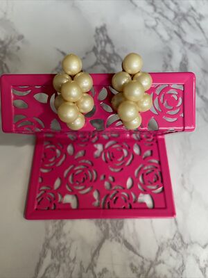 Vintage Gold Tone Pearl Beaded  Clip On Earrings Jewelry Combine Shipping PIE-47