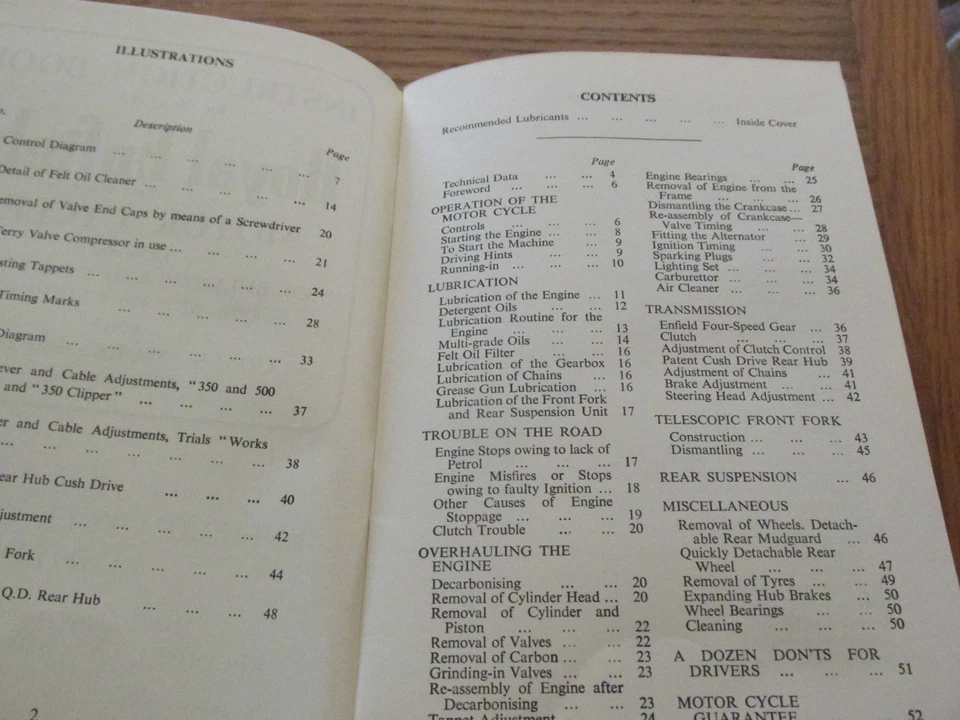 Folleto Royal Enfield Bullet Clipper 350 500 instrucciones 1956-52 Foto 4 de 4