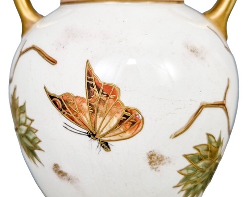 Antique 1880's German Franz Anton Mehlem, Royal Bonn blush Aesthetic vase pair - Picture 16 of 18