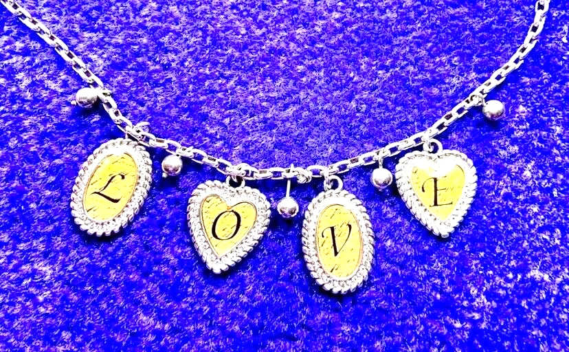 COLLAR BRIGHTON LOVE AMARILLO OVALADO+CORAZONES CRISTAL SWAROVSKI PLATA LN✨VTG Foto 4 de 4