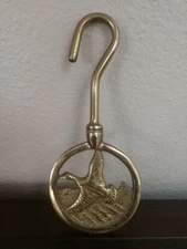 Vintage Brass Chimney Damper Mallard Duck