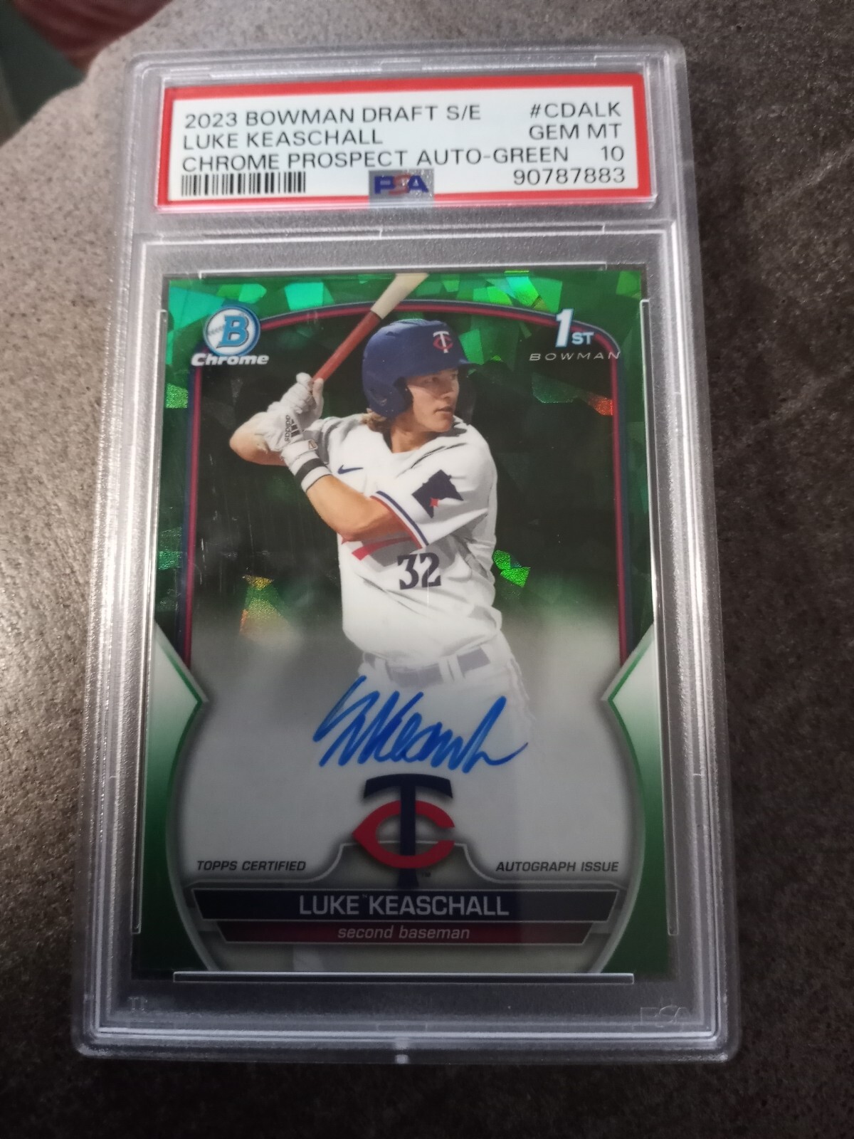 2023 1st Bowman Draft Chrome Green  Luke Keaschall Auto /99 RC PSA 10 Gem MT RC