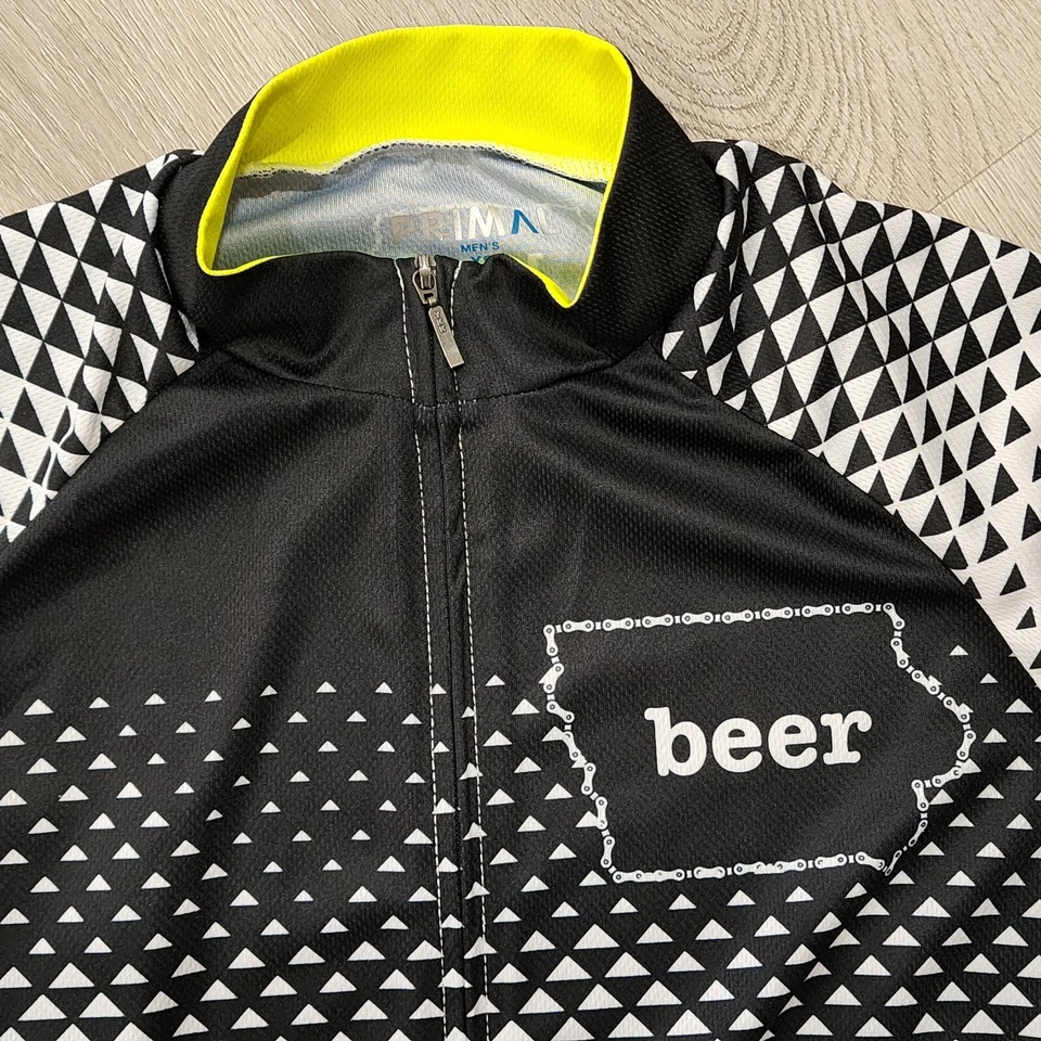 Camiseta de ciclismo masculina XS Primal IAC cerveja artesanal corrida bicicleta de estrada preta branca amarela - Imagem 2 de 4