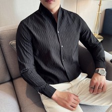 Retro Shirt Men's Long-sleeved Spring Fashion Slim Business Casual T-shirts Tops