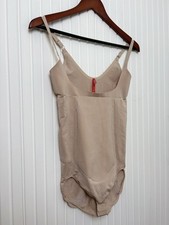Spanx Control Shapewear Bodysuit Open Bust Size Large Tan Wireless Firm Layer