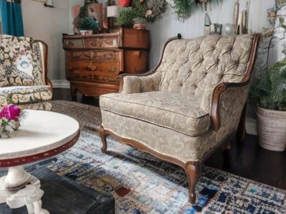 French Country Provincial / Louis XV Style Bergere Chair - Image 2 of 4