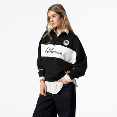 売れ筋商品|||ミッチェル&ネス カットソー トップス レディース Women's Black Seattle Mariners Quarter-Zip Pullover Top Black Women's-Mitchell & Ness Black Seattle Mariners Quarter-Zip