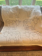 Handmade Crochet Cow Filet Beige Blanket 42x4...