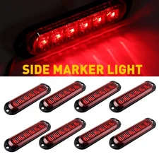 8pcs 6-LED Side Marker Red Lights Clearance Light Truck Trailer RV Waterproof