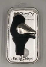 Chirpy Top Wine Pourer (Chirps While You Pour) Black & Chrome Silver Bird