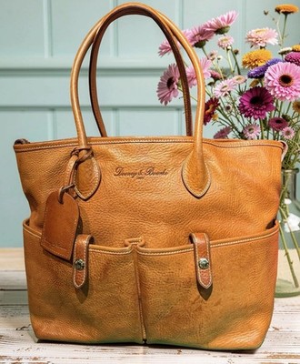 Dooney Bourke Brown Florentine Vacchetta Leather Large Front Pocket Shopper Tote