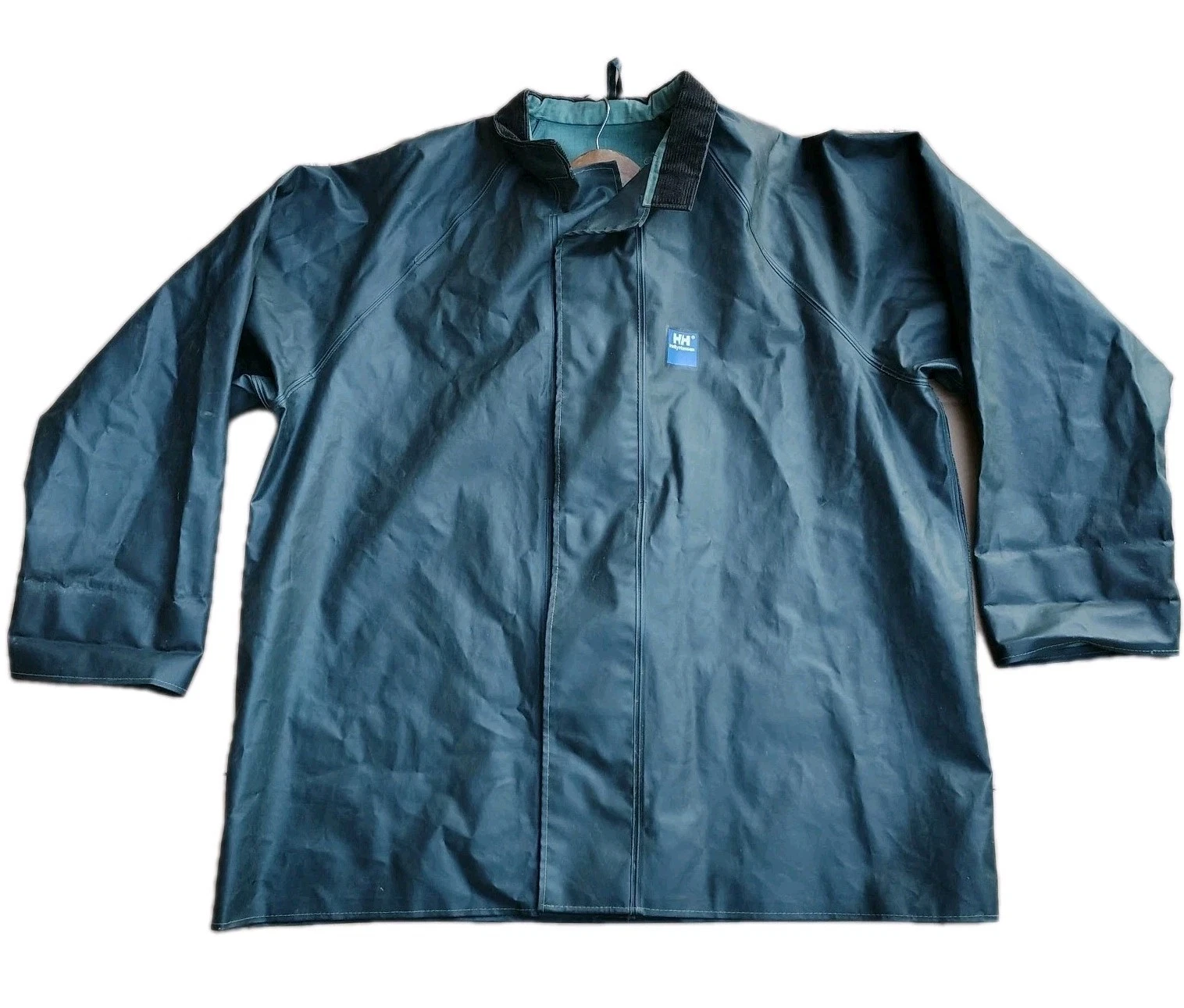 Vintage Helly Hansen Rain Jacket XL 2XL Green PVC Rubberized Fisherman Coat HH