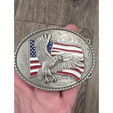 Nocona Western Mens American Eagle Belt Buckle USA Silver