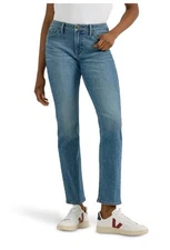 Womens Size 20 Long Lee Mid Rise Straight Leg Blue Denim Jeans Regular Fit NWT