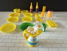 BARBIE doll Accessories Lot Yellow Kitchen Plates 1980s 1990s