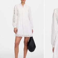 Madewell Pintuck Eyelet Long Sleeve Minidress White Size Medium