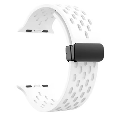 Armband Apple Watch 3 4 5 6 7 8 9 SE Ultra Weiss Gelocht Magnet 42/44/45/49 #131