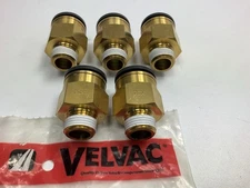 (5) Velvac  016163 - Push Lock Male Connector 5/8" X 3/8" Air Brake Fittings