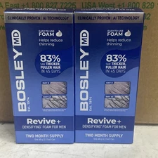 Lot Of 2 Bosley MD REVIVE+ Densifying Foam For Men 2.11oz 2 Month Supply Each