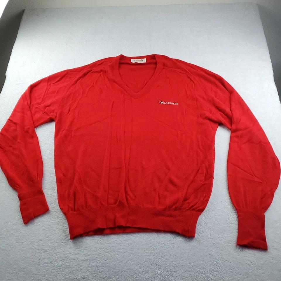 Vintage Sahara Sweatshirt Men Red V-neck Long Sleeve Louisville Size XL Made USA - Image 3 of 4
