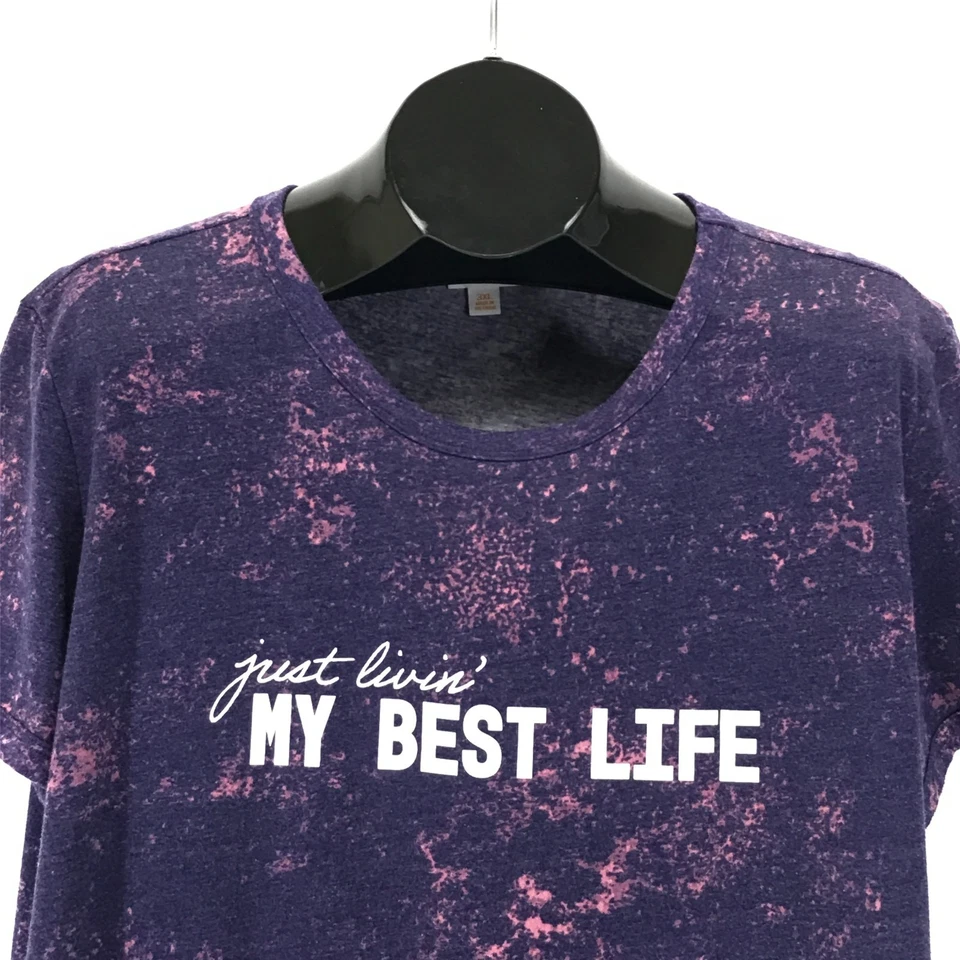 Футболка женская LuLaRoe Liv «Just Livin' My Best Life» плюс 3XL фиолетовая галстук краситель вязаная - Изображение 2 из 4