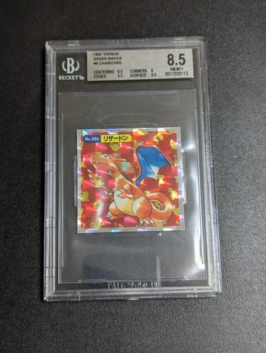 BGS 8.5 Pokemon Topsun No.006 Charizard Prism Holo Sticker Japanese