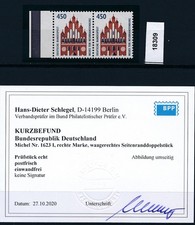 18309) Selten: Bund 1623 I &bdquo;Kopf der linken Figur neben N fehlt&ldquo; ** + gepr. KB !