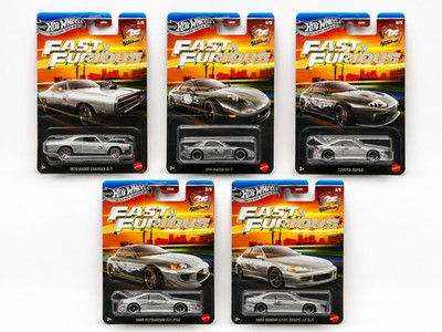 Hot Wheels Fast & Furious 25th Silver Series Set 1-5 Civic Supra RX-7 OVP (Kopie