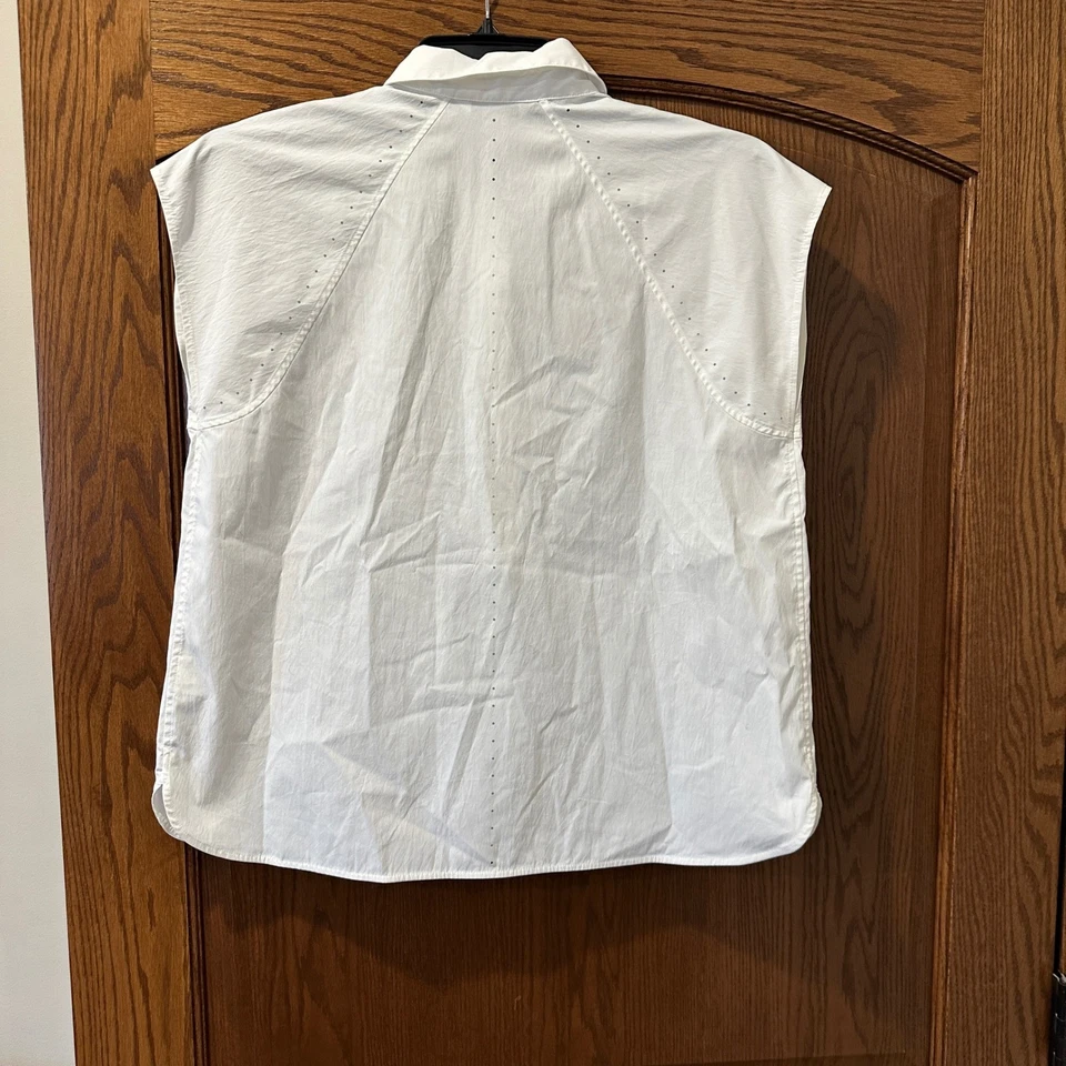 Blusa Athleta Sol Top Sin Mangas Blanca Talla L Abotonada Perforada Foto 4 de 4