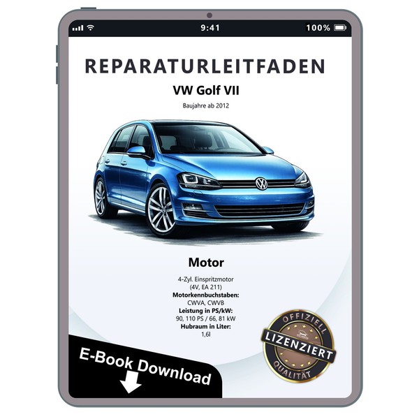VW Golf 7 5G/AU Ab 2012 4-Zyl. Benzinmotor 90-110 PS Werkstatthandbuch PDF Datei-image